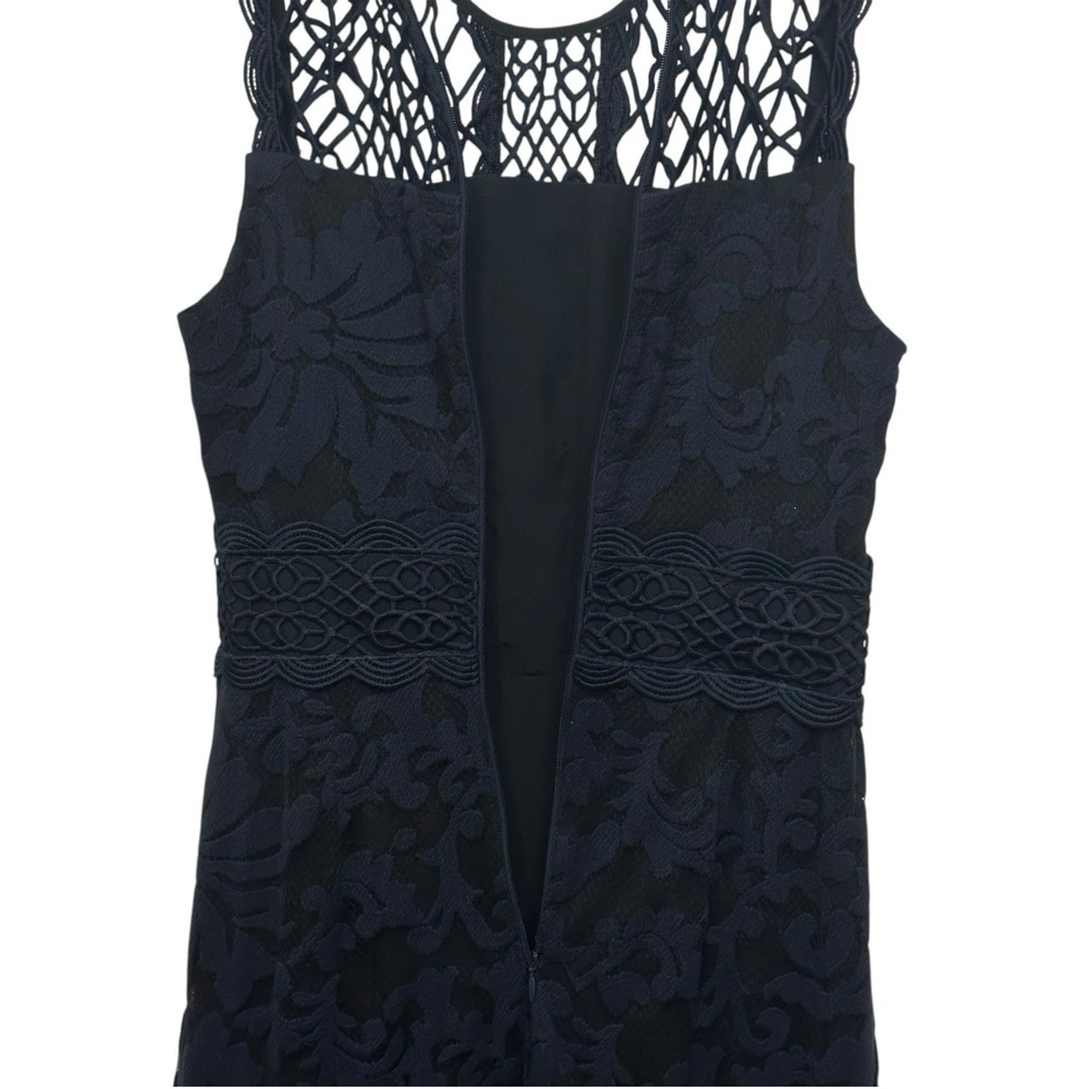 Antonio Melani Women's Size 0 Navy Blue Dress Midi Lace Sleeveless Lined Crochet - Picture 4 of 9